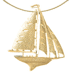 Sterling Silver Sailboat Pendant (Rhodium or Yellow Gold-plated)