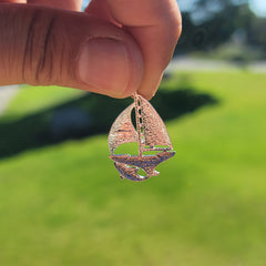 10K, 14K or 18K Gold Sailboat With Dolphin Pendant