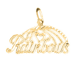Yellow Gold-plated Silver I Love Rainbows Pendant
