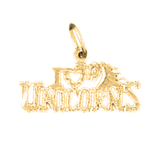 Yellow Gold-plated Silver I Love Unicorns Pendant