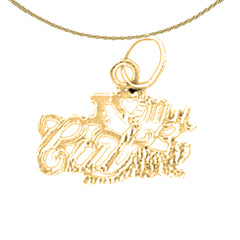 Sterling Silver I Love My Cat Pendant (Rhodium or Yellow Gold-plated)