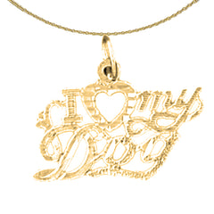 Sterling Silver I Love My Dog Pendant (Rhodium or Yellow Gold-plated)