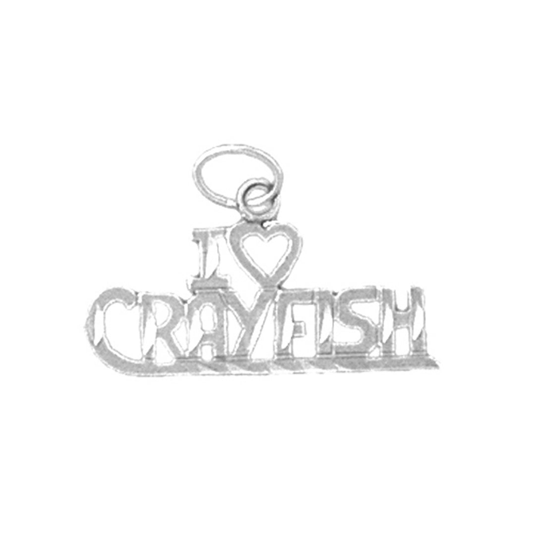 Sterling Silver I Love My Crayfish Pendant