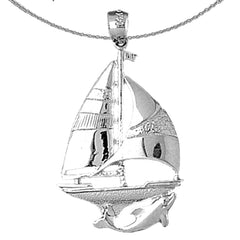10K, 14K or 18K Gold Sailboat With Dolphin Pendant