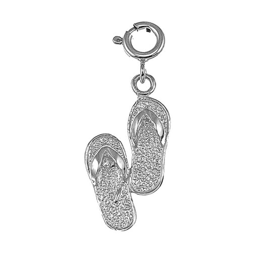 Sterling Silver Flip Flops 3D Pendant