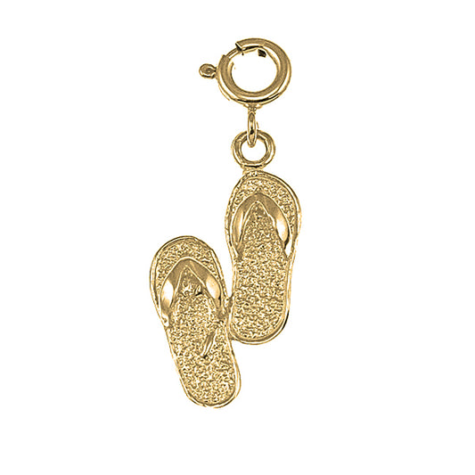 Yellow Gold-plated Silver Flip Flops 3D Pendant