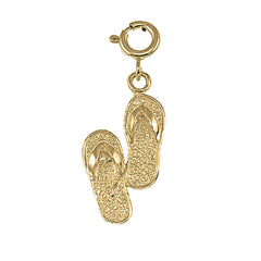 Yellow Gold-plated Silver Flip Flops 3D Pendant