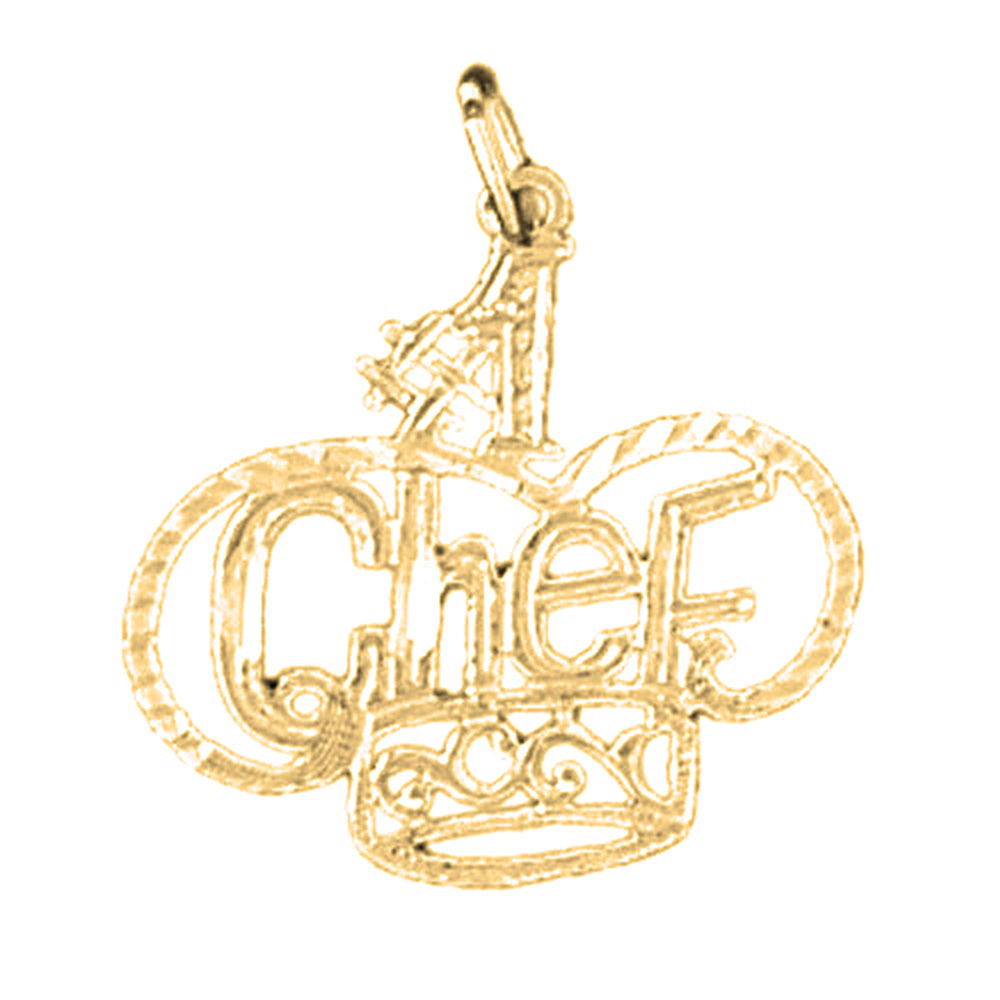 14K or 18K Gold #1 Chef Saying Pendant