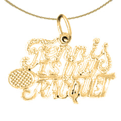 Sterling Silver Tennis Is My Racquet Pendant (Rhodium or Yellow Gold-plated)