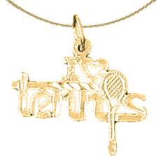 Colgante I Love Tennis de plata de ley (bañado en rodio o oro amarillo)