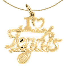 Sterling Silver I Love Tennis Pendant (Rhodium or Yellow Gold-plated)