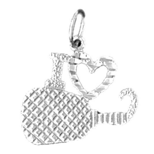 Sterling Silver I Love Table Tennis Pendant