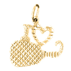 Yellow Gold-plated Silver I Love Table Tennis Pendant