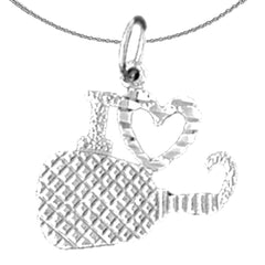 Sterling Silver I Love Table Tennis Pendant (Rhodium or Yellow Gold-plated)