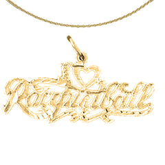Sterling Silver I Love Racquet Ball Pendant (Rhodium or Yellow Gold-plated)