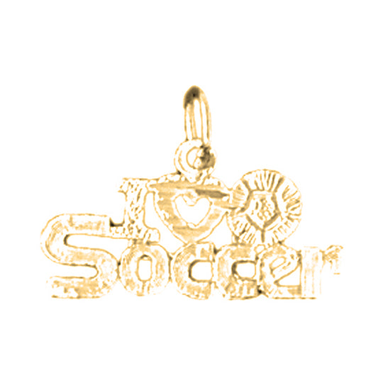 Yellow Gold-plated Silver I Love Soccer Pendant