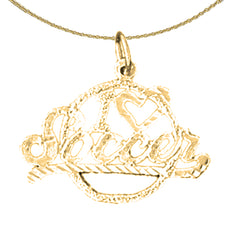 Sterling Silver I Love Soccer Pendant (Rhodium or Yellow Gold-plated)