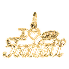 Yellow Gold-plated Silver I Love Football Pendant