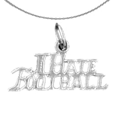 Sterling Silver I Hate Football Pendant (Rhodium or Yellow Gold-plated)