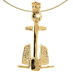 Sterling Silver Anchor 3D Pendant (Rhodium or Yellow Gold-plated)
