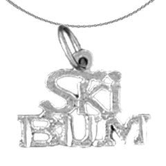 Sterling Silver Ski Bum Pendant (Rhodium or Yellow Gold-plated)