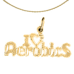 Sterling Silver I Love Aerobics Pendant (Rhodium or Yellow Gold-plated)