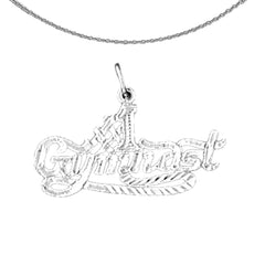 Sterling Silver #1 Gymnast Pendant (Rhodium or Yellow Gold-plated)