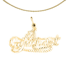 Sterling Silver #1 Gymnast Pendant (Rhodium or Yellow Gold-plated)