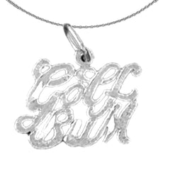 Sterling Silver Golf Bum Pendant (Rhodium or Yellow Gold-plated)