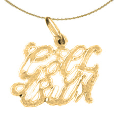 Sterling Silver Golf Bum Pendant (Rhodium or Yellow Gold-plated)