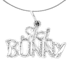 Sterling Silver Ski Bunny Pendant (Rhodium or Yellow Gold-plated)