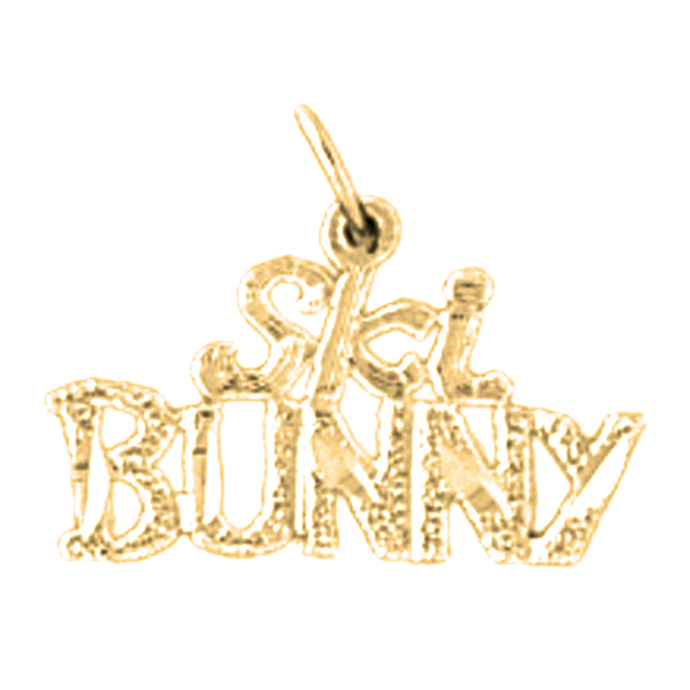 Yellow Gold-plated Silver Ski Bunny Pendant