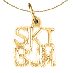 Sterling Silver Ski Bum Pendant (Rhodium or Yellow Gold-plated)