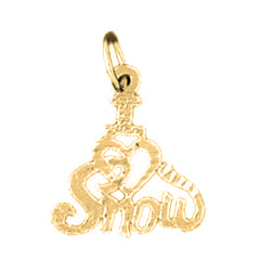 Yellow Gold-plated Silver I Love Snow Pendant