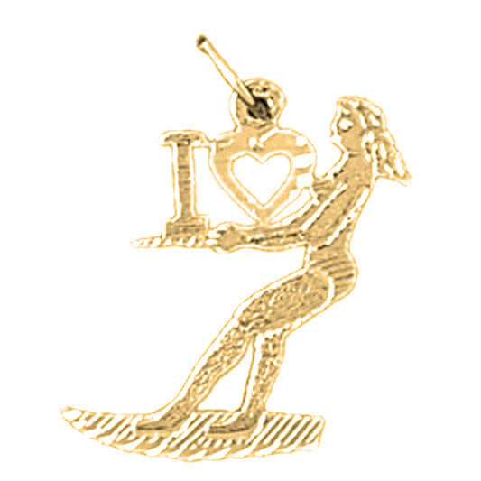 Yellow Gold-plated Silver I Love Pendant