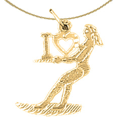 Sterling Silver I Love Pendant (Rhodium or Yellow Gold-plated)