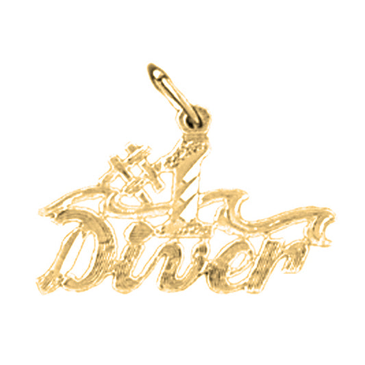 Yellow Gold-plated Silver #1 Diver Pendant