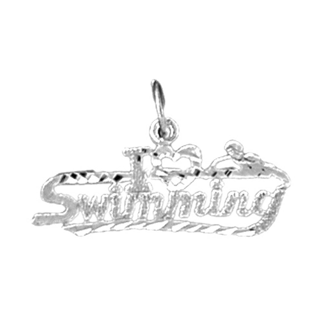 Sterling Silver I Love Swimming Pendant
