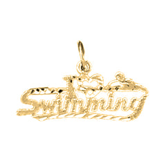 Yellow Gold-plated Silver I Love Swimming Pendant