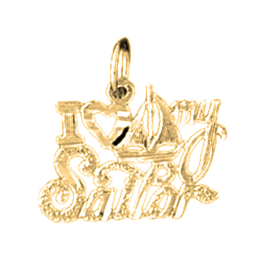 Yellow Gold-plated Silver I Love My Sailor Pendant