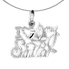 Sterling Silver I Love My Sailor Pendant (Rhodium or Yellow Gold-plated)