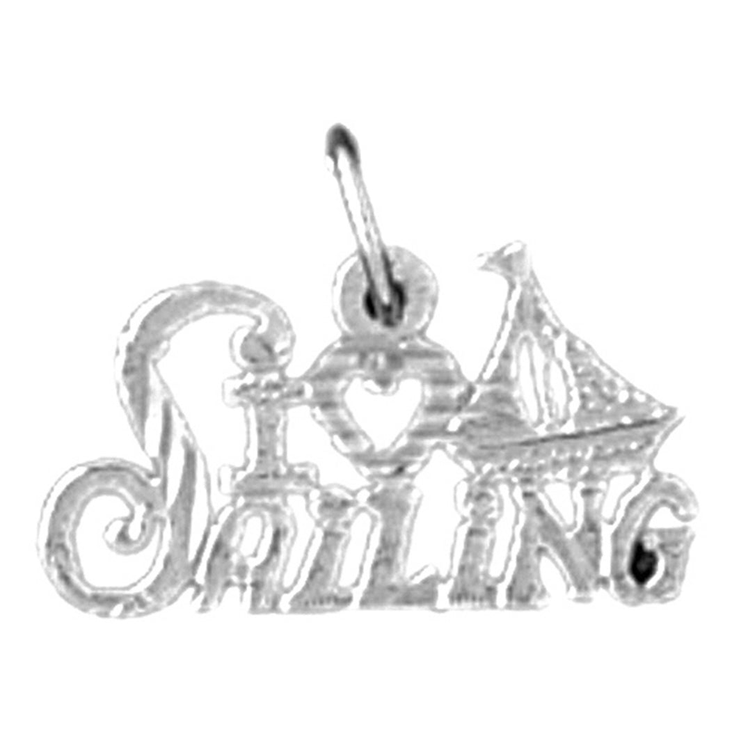 Sterling Silver I Love Sailing Pendant