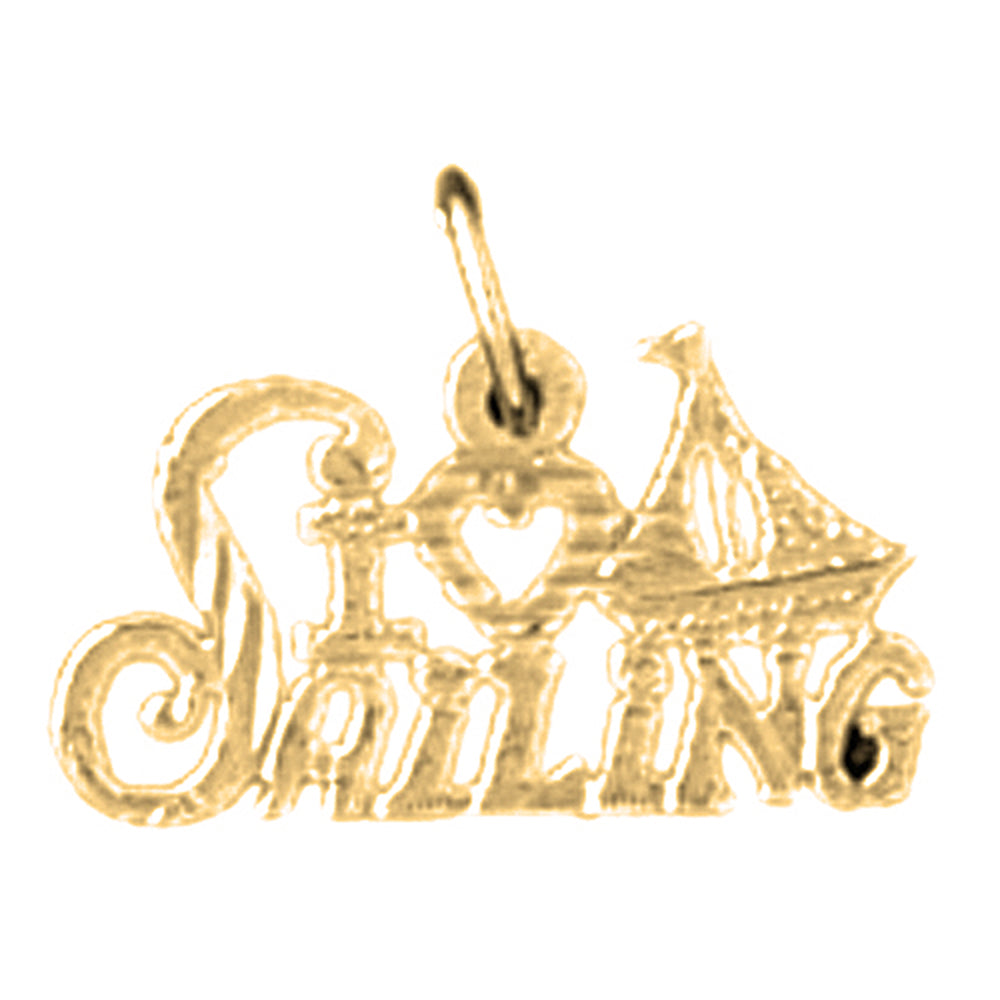 Yellow Gold-plated Silver I Love Sailing Pendant