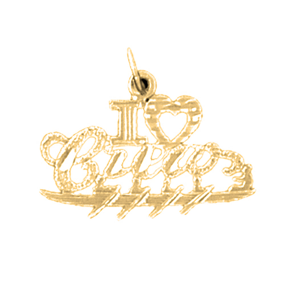 Yellow Gold-plated Silver I Love Crew Pendant