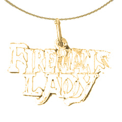 Sterling Silver Fireman's Lady Pendant (Rhodium or Yellow Gold-plated)