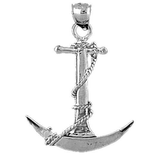 Sterling Silver Anchor 3D Pendant