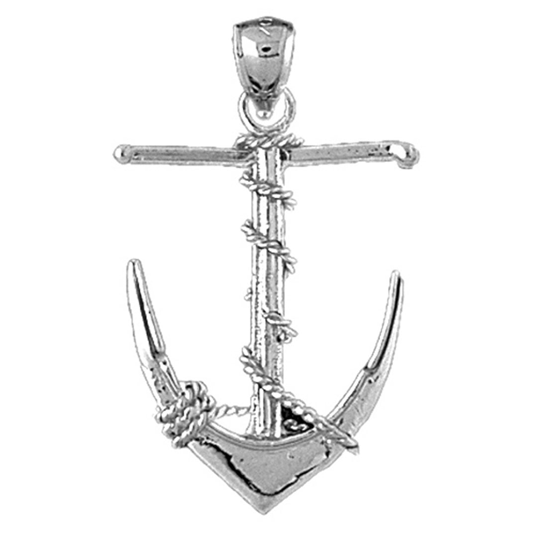 Sterling Silver Anchor 3D Pendant