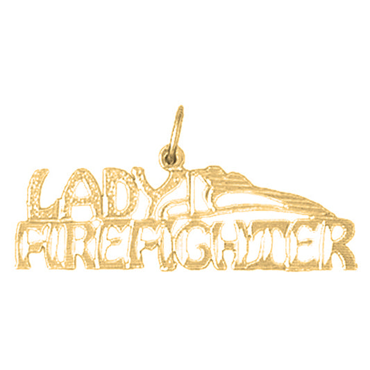 Yellow Gold-plated Silver Lady Figherfighter Pendant