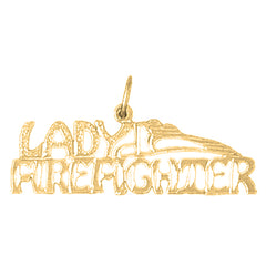Yellow Gold-plated Silver Lady Figherfighter Pendant