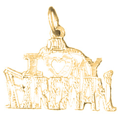 Yellow Gold-plated Silver I Love My Fireman Pendant